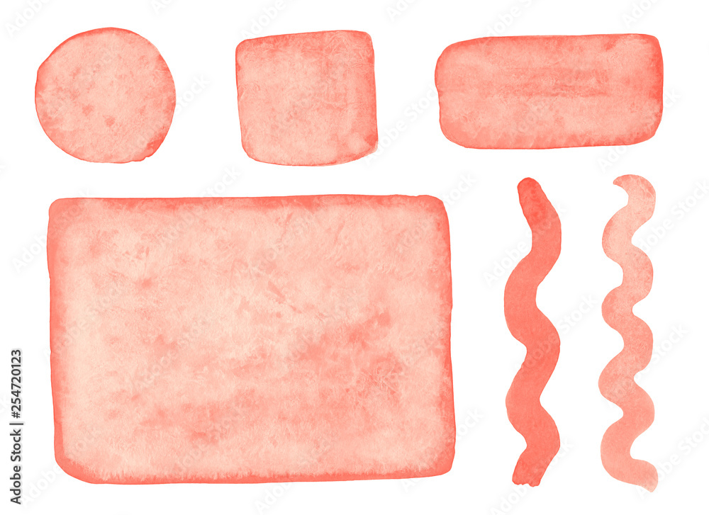 Set of light pink watercolor elements. Stock Illustration Adobe Stock