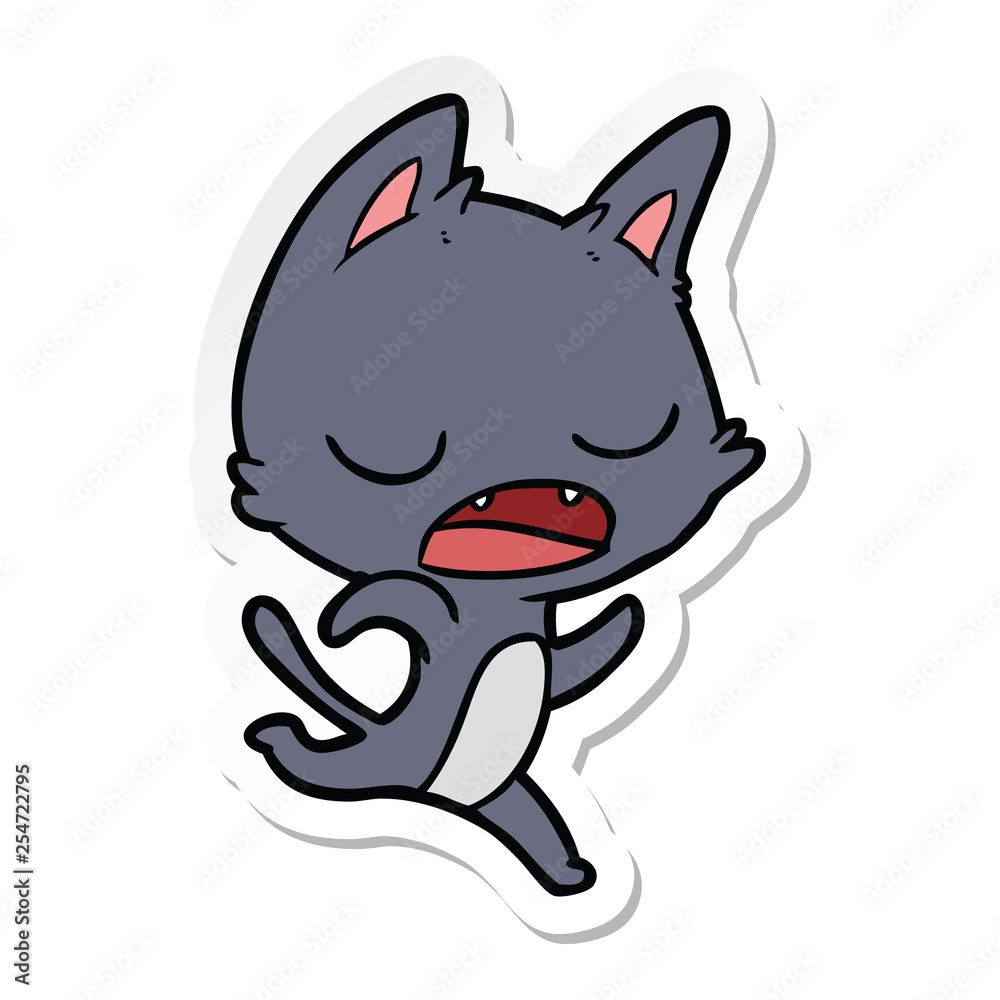 sticker of a talking cat cartoon