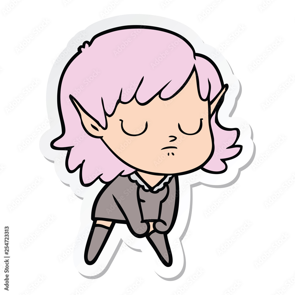 sticker of a cartoon elf girl sticker of a cartoon elf girl