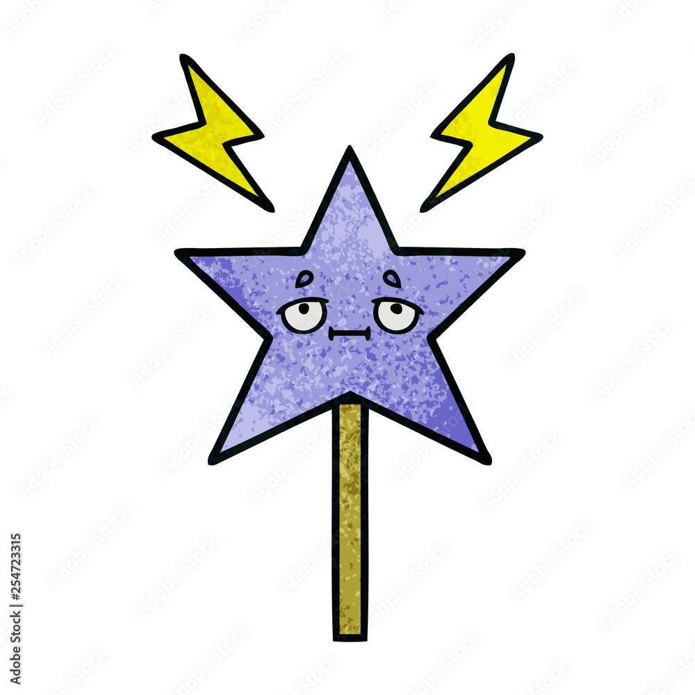 retro grunge texture cartoon magic wand retro grunge texture cartoon magic wand