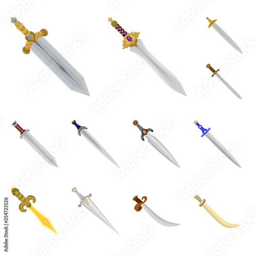 Vector design of sword  and dagger  symbol. Set of sword  and weapon stock symbol for web.