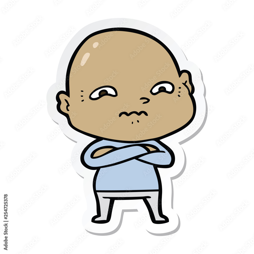 sticker of a cartoon nervous man sticker of a cartoon nervous man