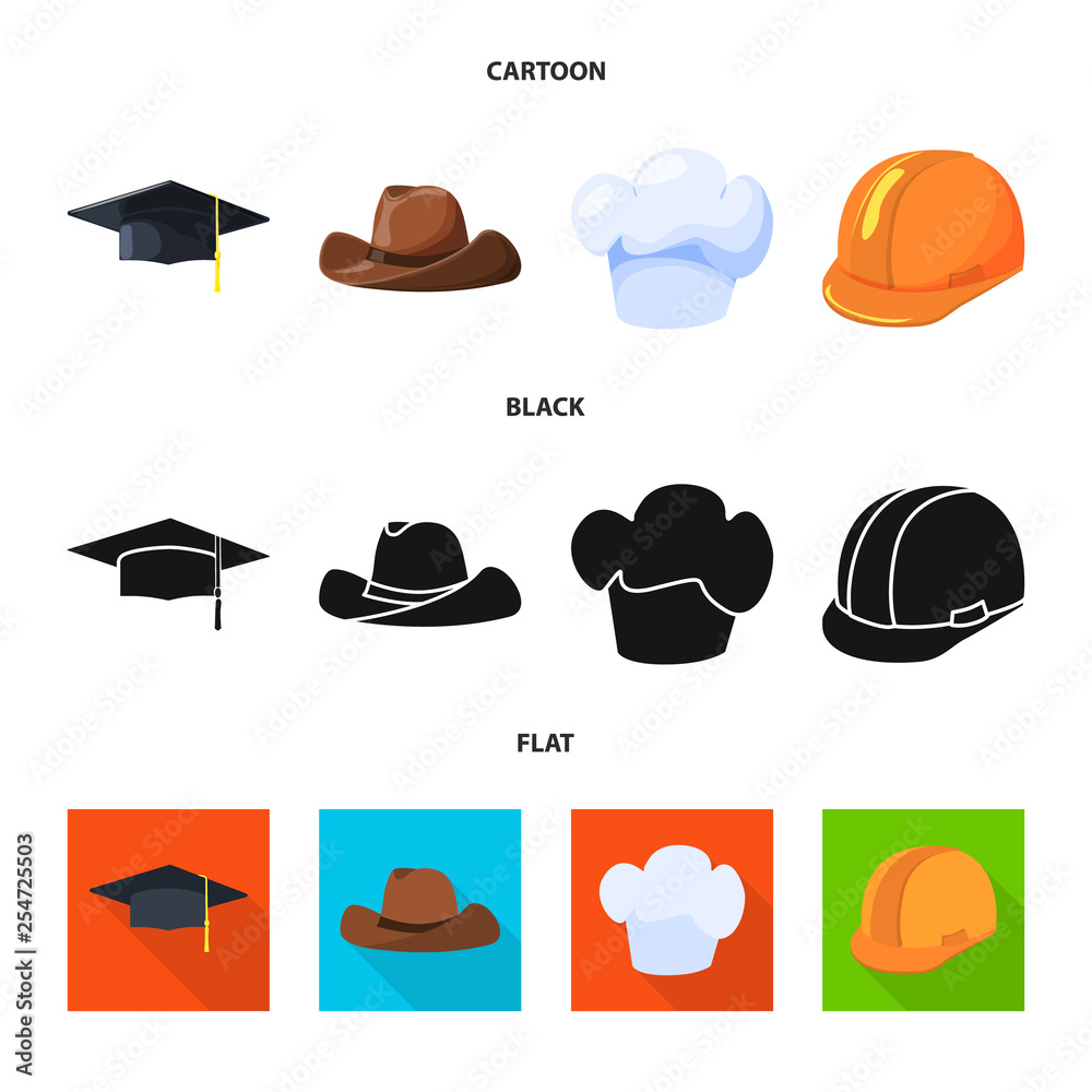 Isolated object of clothing and cap sign. Collection of clothing and beret stock vector illustration.
