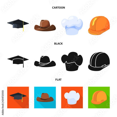 Isolated object of clothing and cap sign. Collection of clothing and beret stock vector illustration.