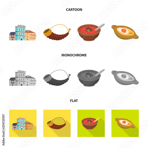 Vector illustration of culture and sightseeing icon. Set of culture and originality vector icon for stock.
