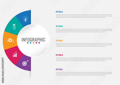 Business infographic template with 5 options