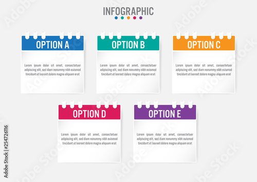 Business infographic labels template with 5 options