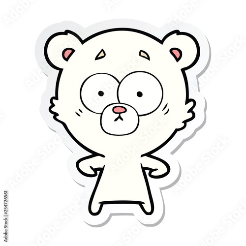 sticker of a surprised polar bear cartoon