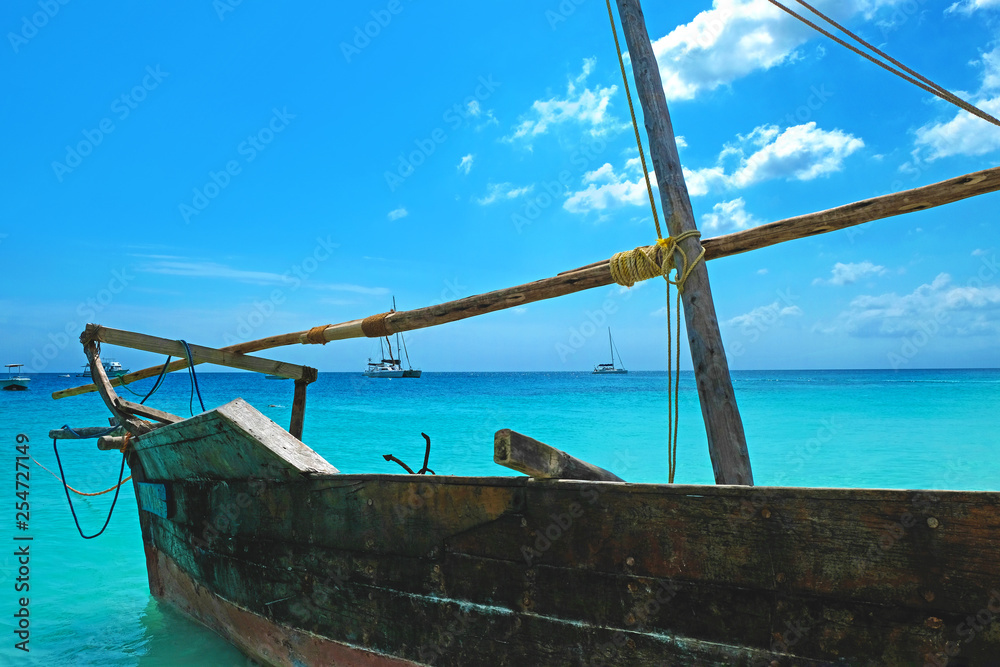 Amazing ocean view from wooden ship on Zanzibar island Amazing ocean view from wooden ship on Zanzibar island