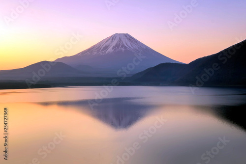 View of Mt. Fuji at Motosuko lake.