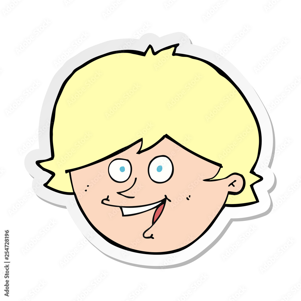 sticker of a cartoon happy boy face sticker of a cartoon happy boy face