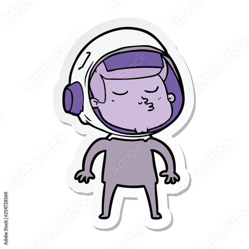 sticker of a cartoon confident astronaut