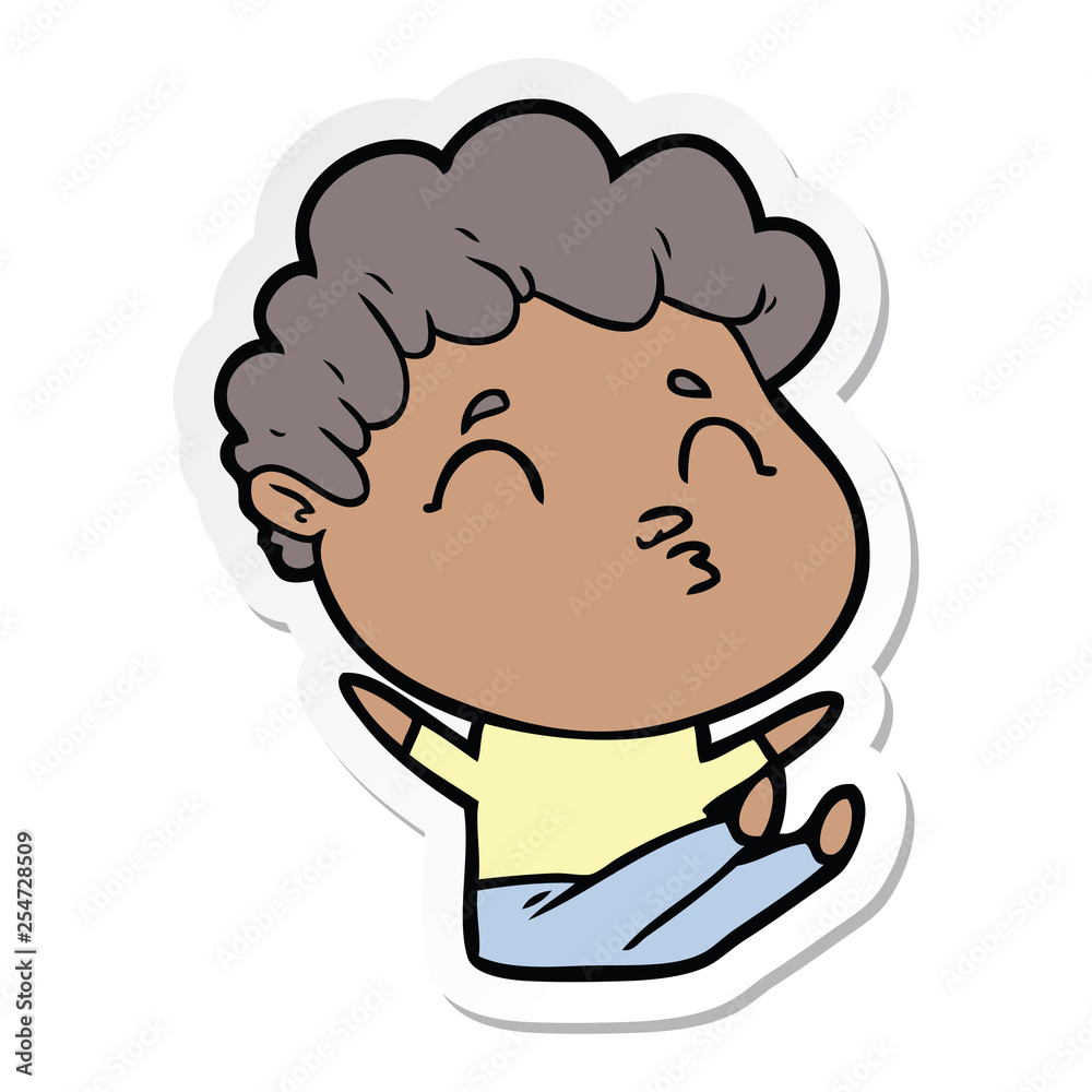 sticker of a cartoon man pouting sticker of a cartoon man pouting