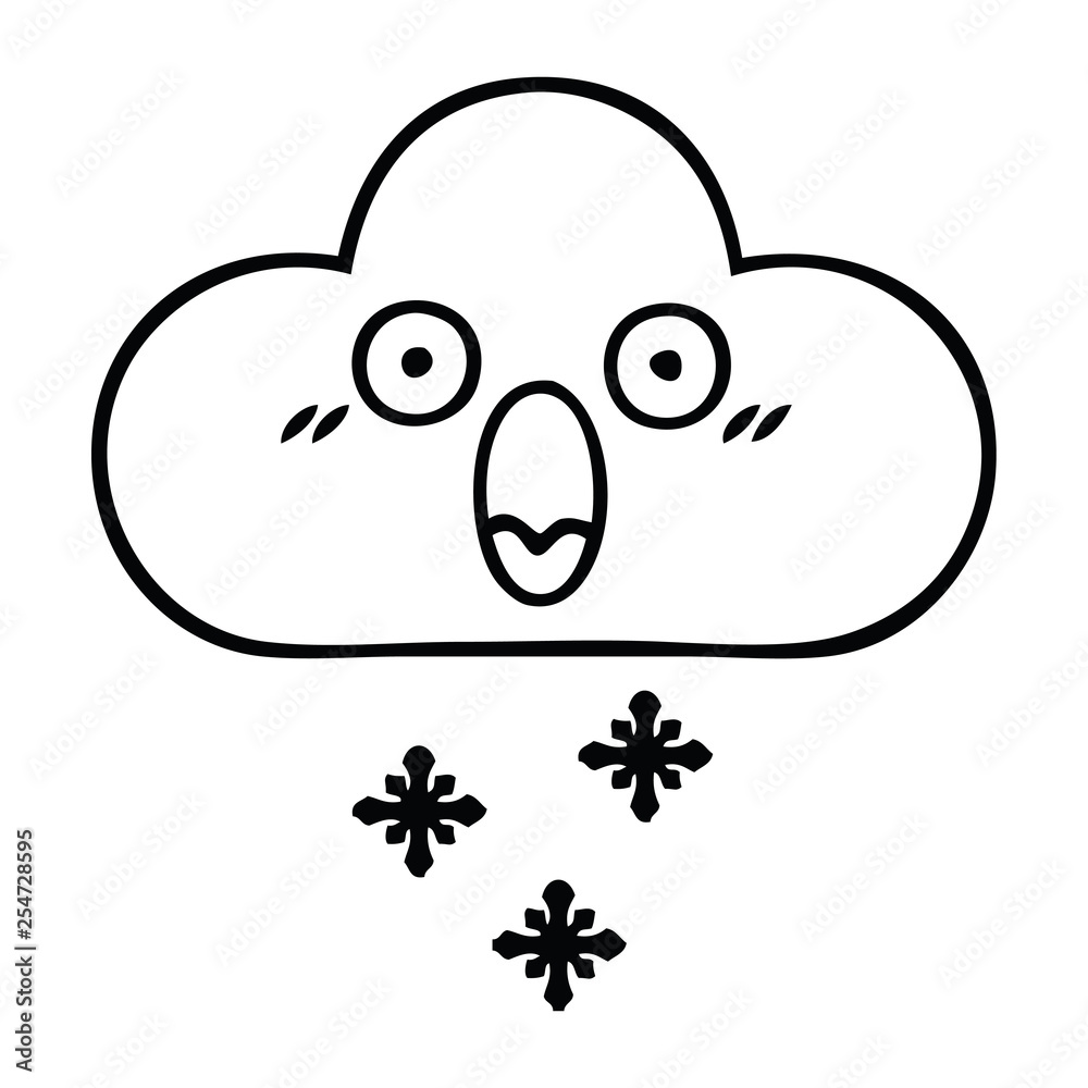 line drawing cartoon storm snow cloud