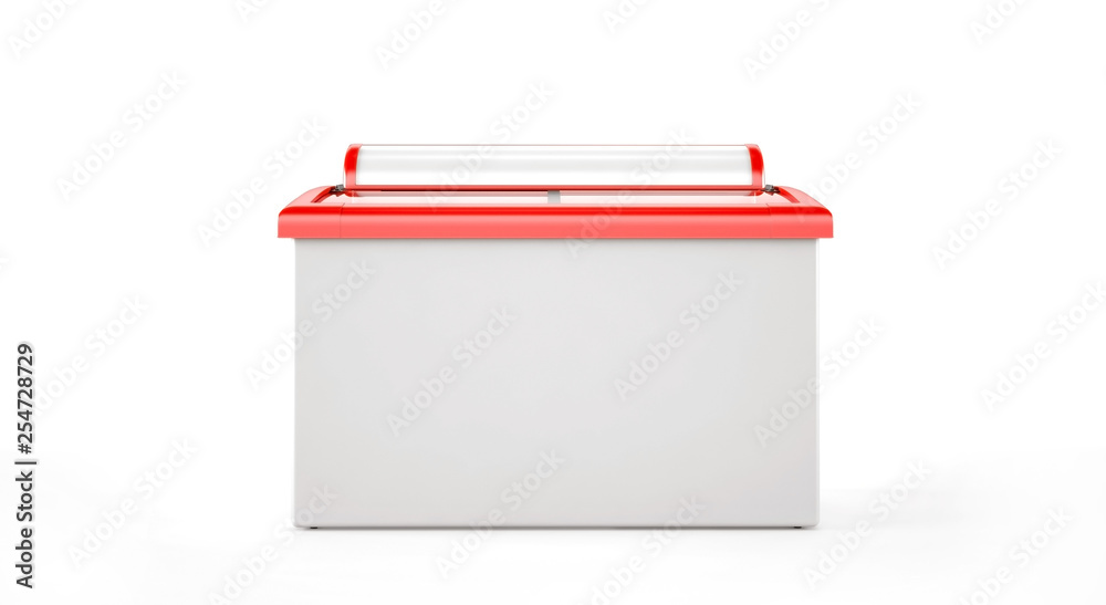 ice cream freezer isolated on white background. 3d rendering. ice cream freezer isolated on white background. 3d rendering.