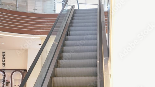 Empty escalator moving down.