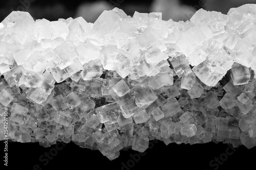 Wieliczka, salt mine natural salt crystals formed on wood.