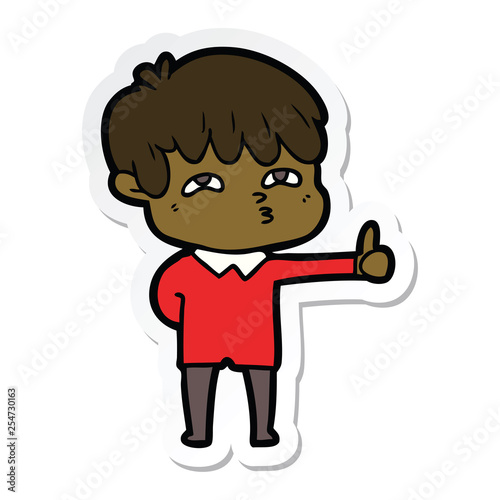 sticker of a cartoon curious man