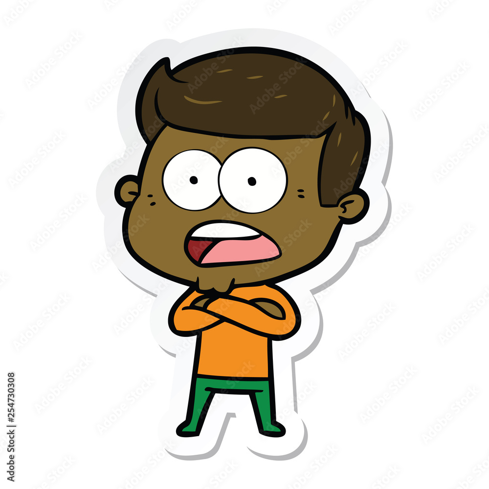 sticker of a cartoon shocked man