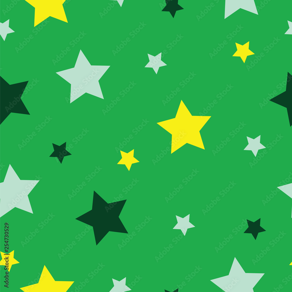 Fototapeta premium seamless pattern with stars vector isolated on green background - green theme texture