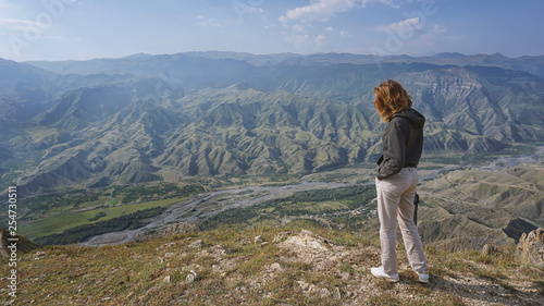 female hiker in the mountains