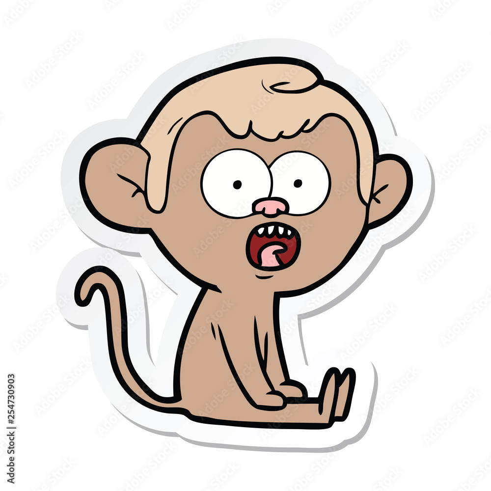 Obraz premium sticker of a cartoon shocked monkey