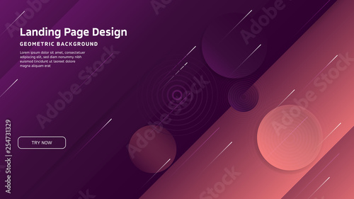 Minimal geometric background. Landing page design template. Dynamic shapes composition. EPS10 vector