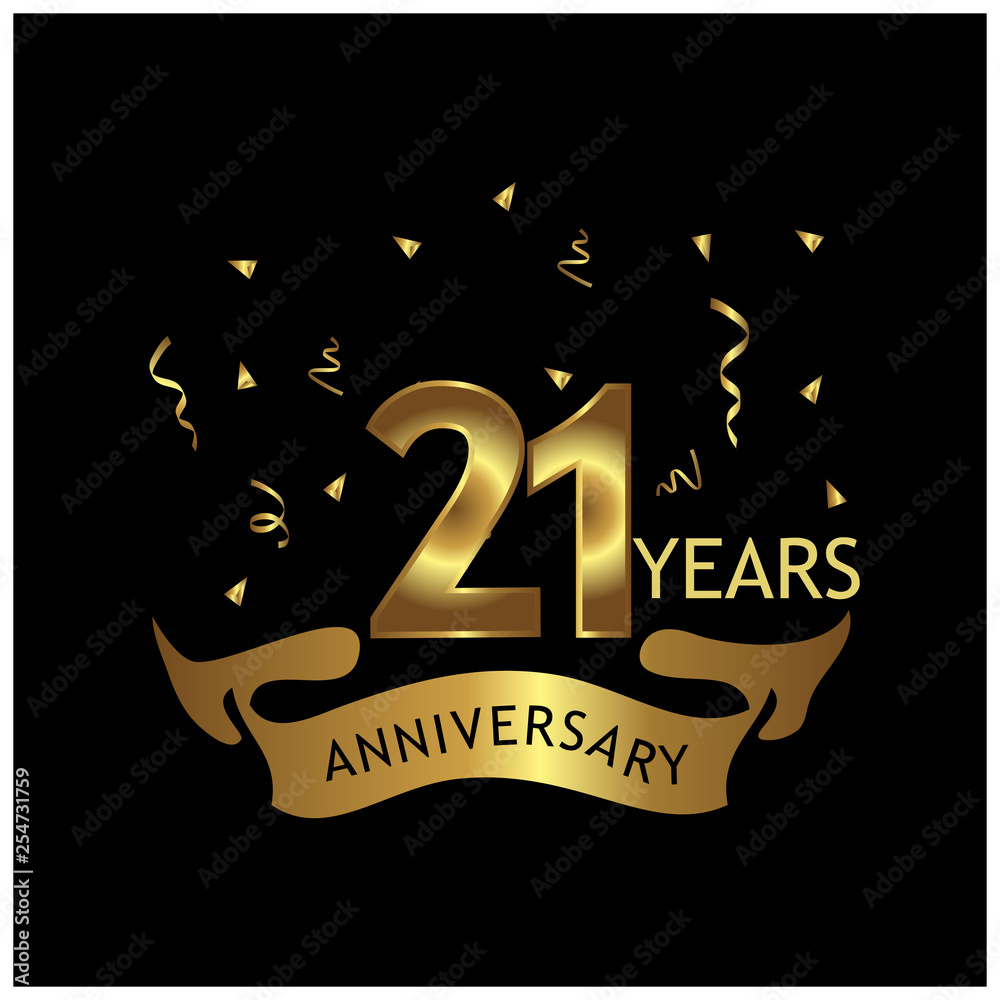 21 years anniversary golden anniversary template design for web game