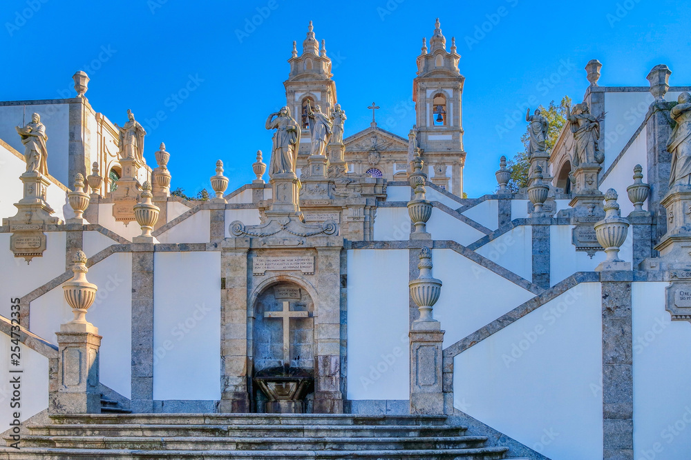 Ñhurch and stairs to the Bom Jesus do Monte in Braga, Portugal