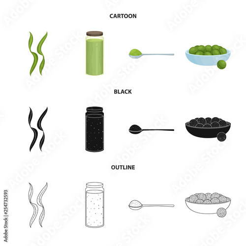 Vector illustration of protein and sea icon. Set of protein and natural stock symbol for web.