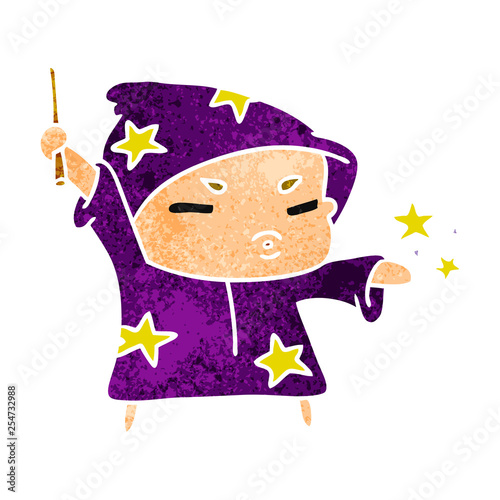 retro cartoon  cute kawaii wizard child