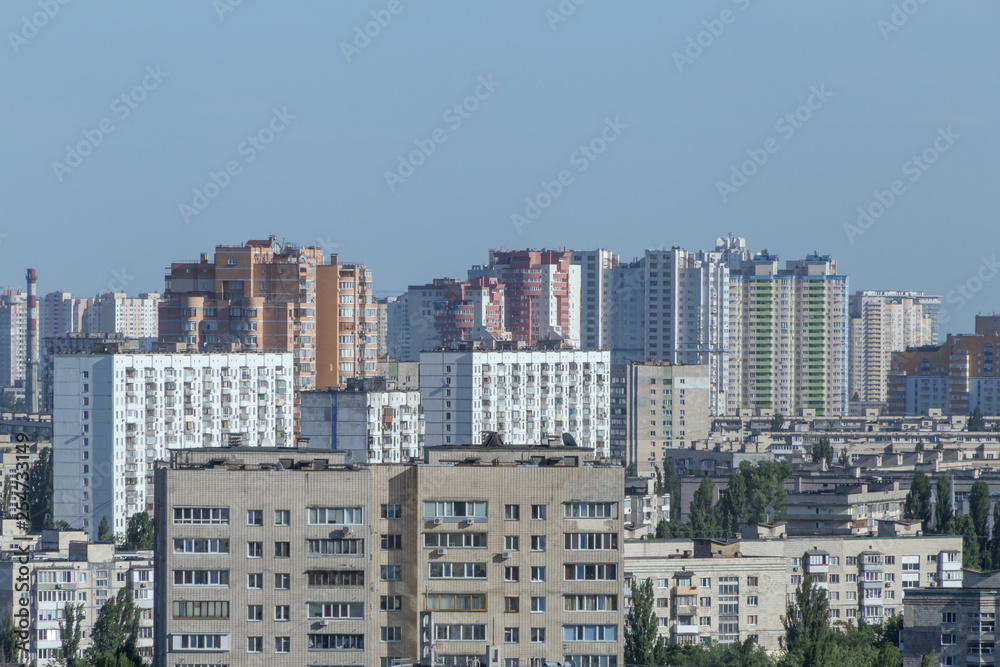 sight of modern district of Kyiv at summer