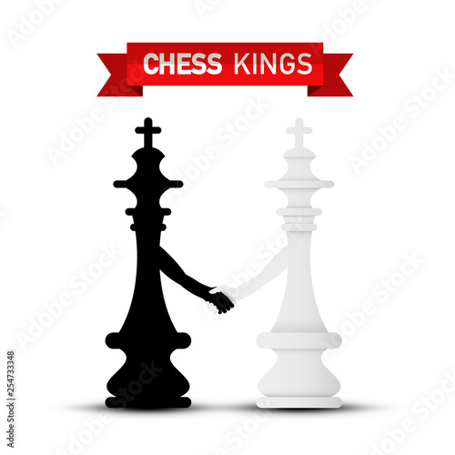 Chess Kings Handshake Vector Draw Symbol. Business Deal Icon.