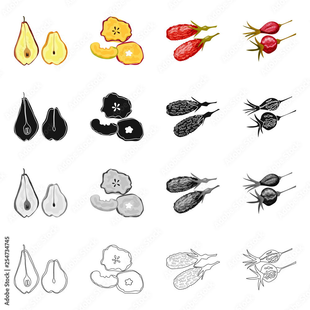 Obraz premium Vector design of food and raw sign. Set of food and nature vector icon for stock.