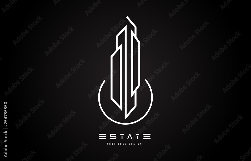 Real Estate Modern Monogram Logo Design. Real Estate Lines Abstract Buildings Icon.