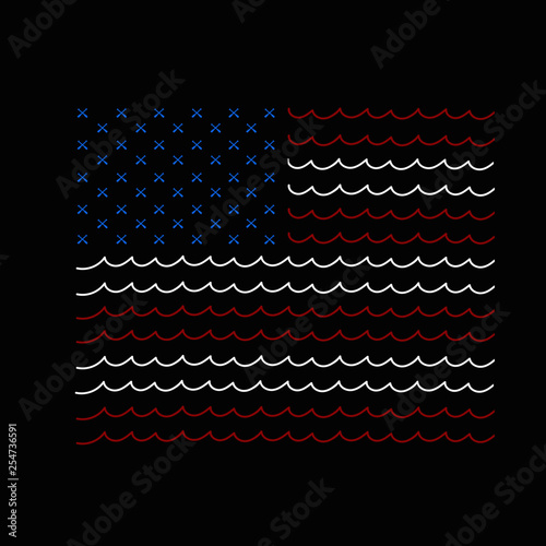 America Flag USA United States of Waves Paddles Canoe Water Surf Kayak Summer Shapes Lake Ocean
