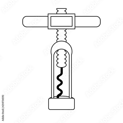 Wine corkscrew symbol isolated black and white