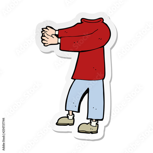 sticker of a cartoon headless body