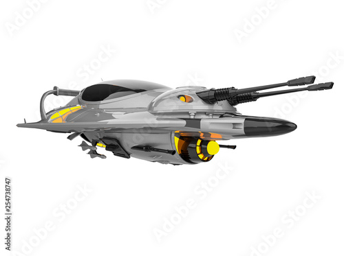 alien pocket aircraft space ship exploring around in a white background