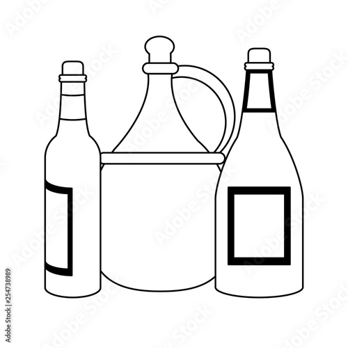 Wine and gastronomy concept black and white