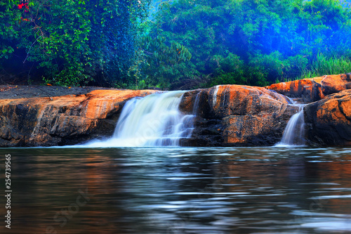 Beautiful stream through the lush green forest of Kerala, India