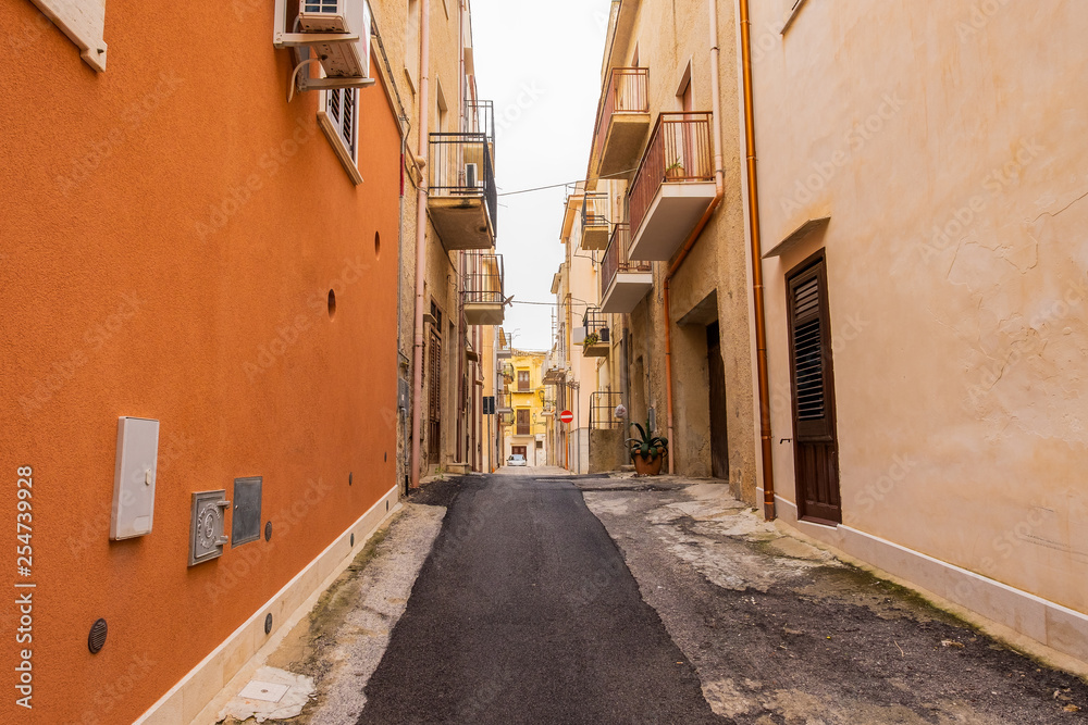 Picturesque street in Ortigia, Siracusa old town, Sicily