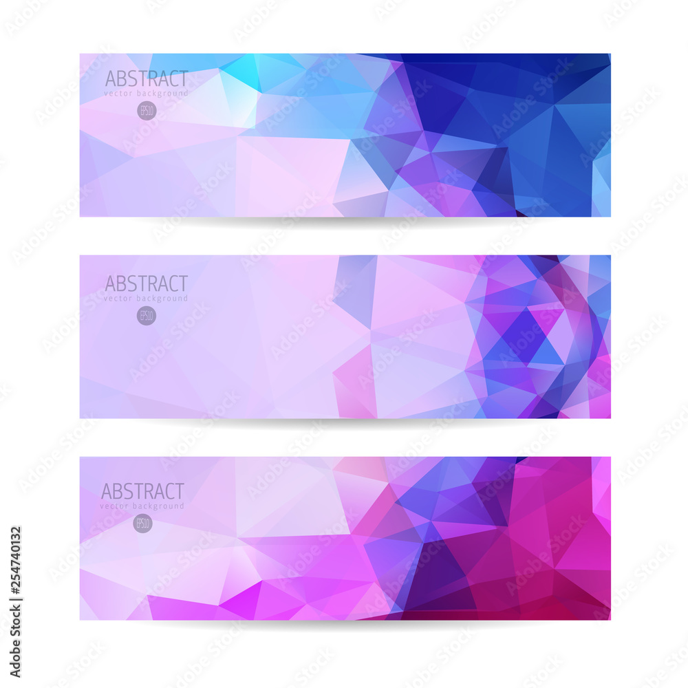 Blue banners set triangle abstract  background