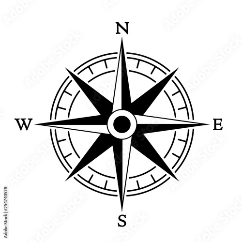 Compass wind rose in vintage style. flat icon. vector illustration isolated