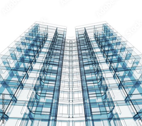 Abstract building concept. 3d rendering
