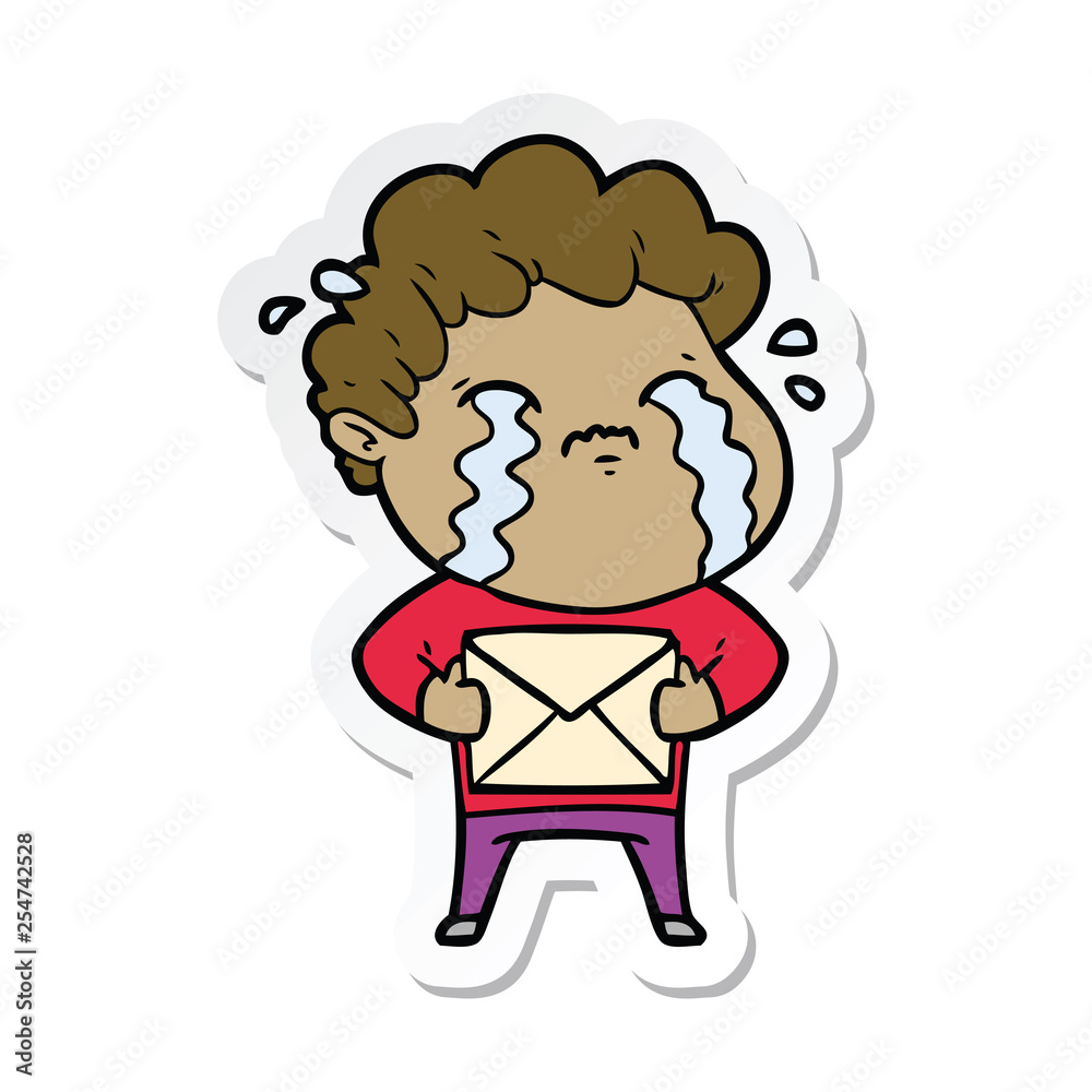 sticker of a cartoon man crying sticker of a cartoon man crying