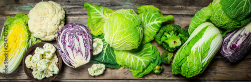 Fototapete Lot of fresh juicy cabbage.