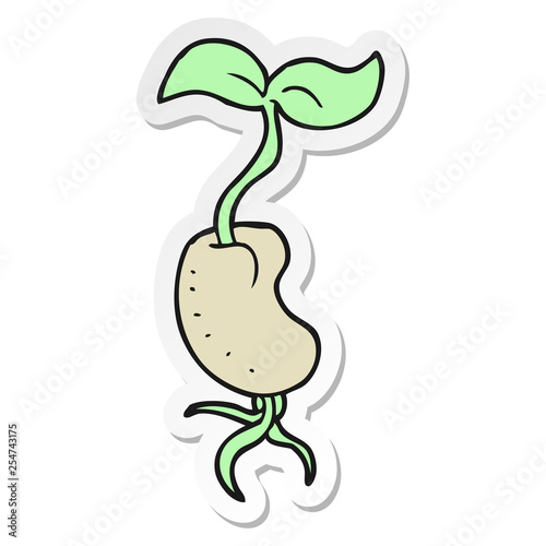 sticker of a cartoon sprouting seed