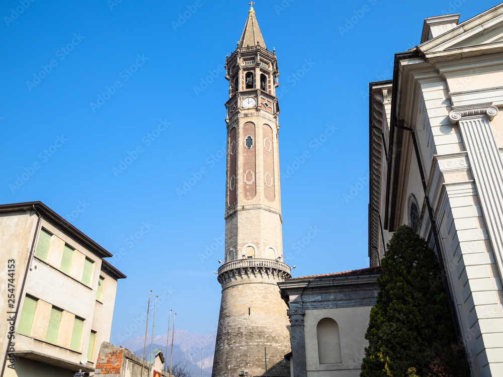 bell tower and Basilica of San Nicolo in Lecco
