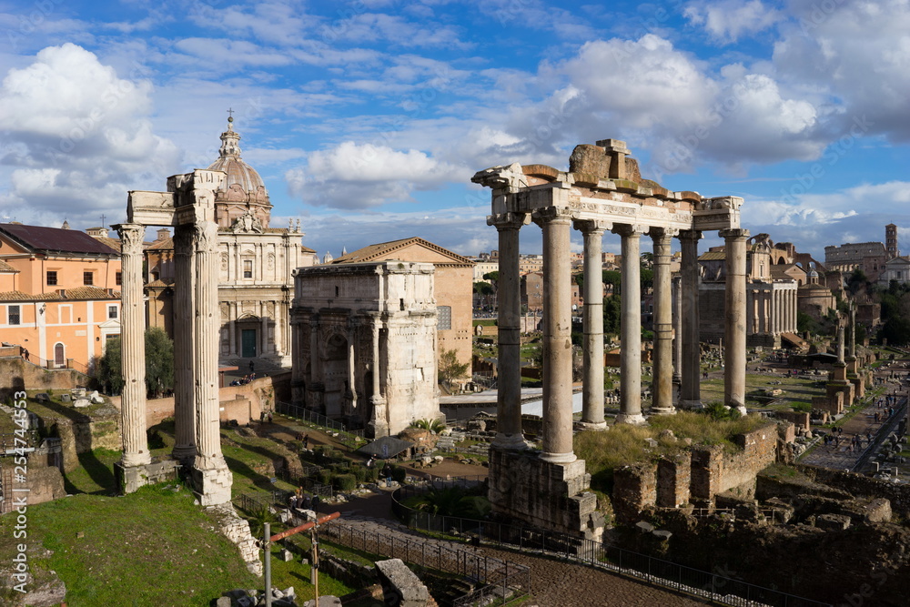 Panoramic view of the Roman Forum